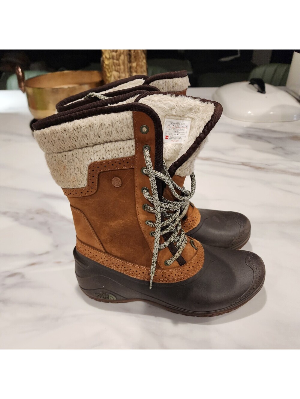 The North Face Women’s Brown Leather Winter Snow Boots Size 8.5